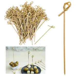 144 Ct Bamboo Knot Picks Skewers Cocktail Party Knotted Sticks Sandwich Burger