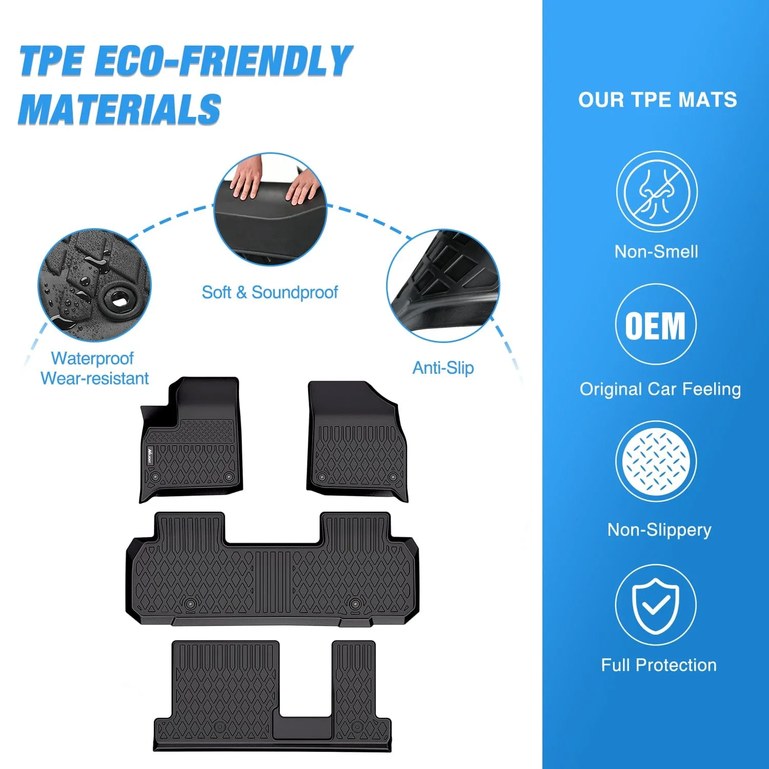 2018 -2025 Chevy Traverse 8 Seats 2nd Row Bench Seat TPE Floor Mats