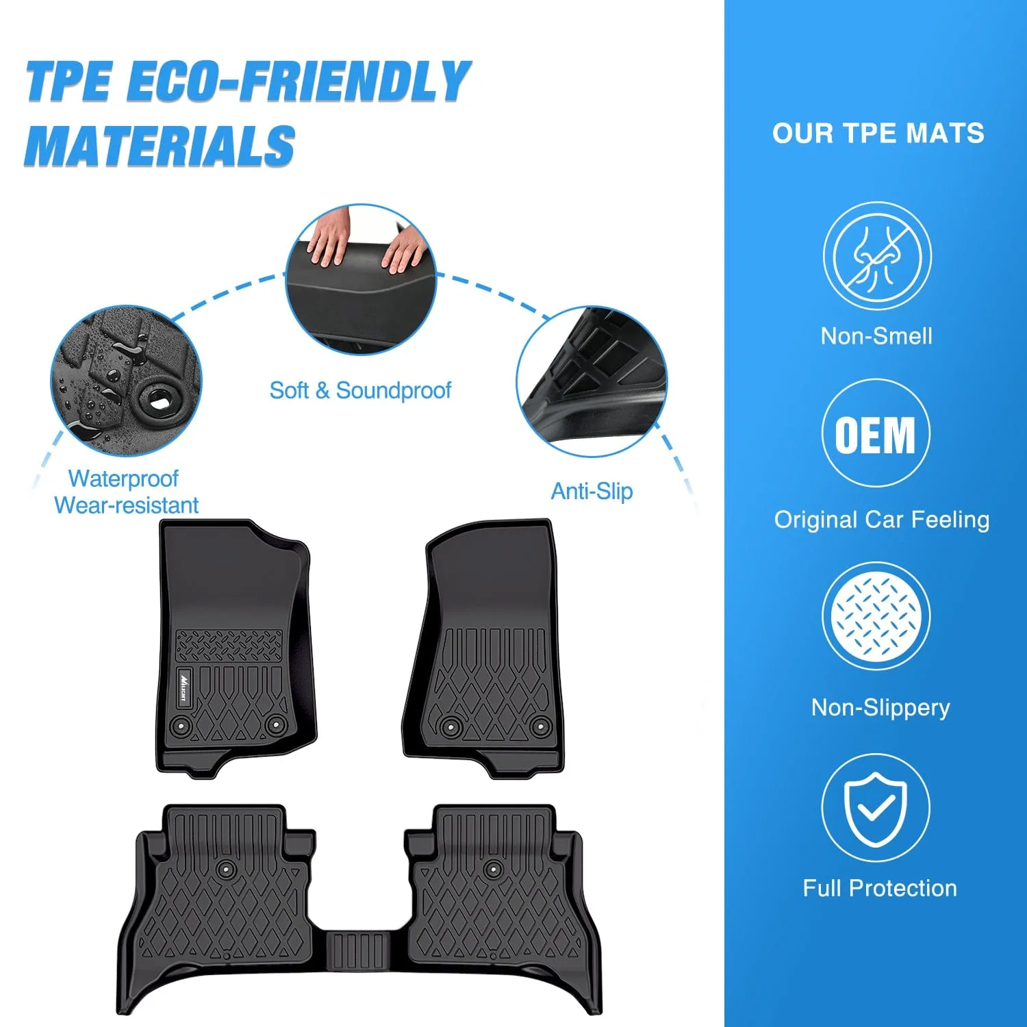 2021-2025 Jeep Wrangler 4XE Hybrid 4 Doors TPE Floor Mats