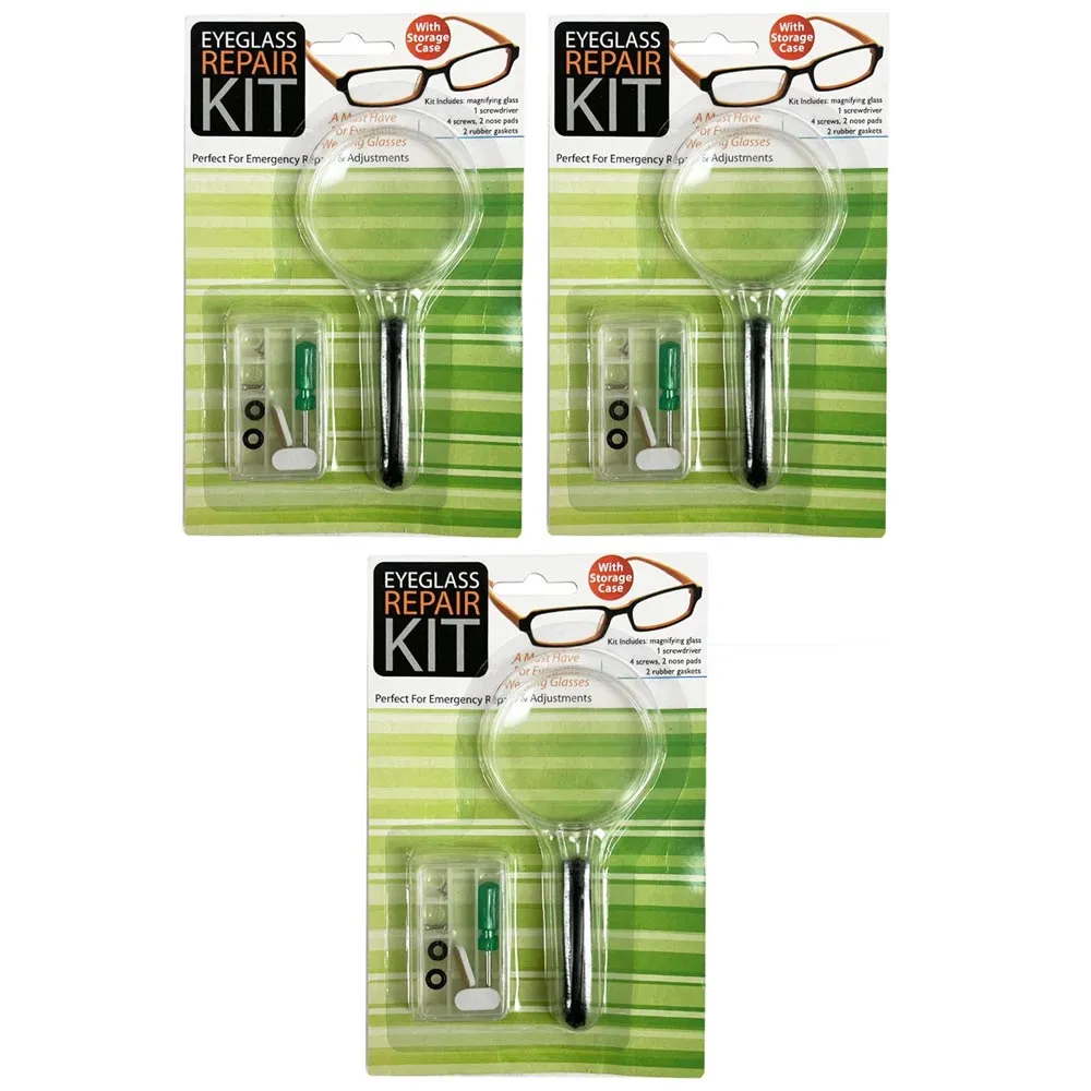 3 Eyeglass Repair Kit Screwdriver Screw Nut Nose Pad Magnifying Sunglasses Tool