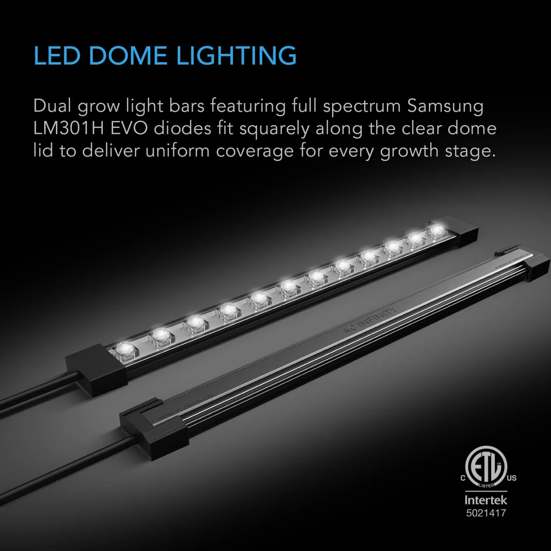 AC Infinity Humidity Dome With Extension and LED Grow Light Bars (AC-HDL5)