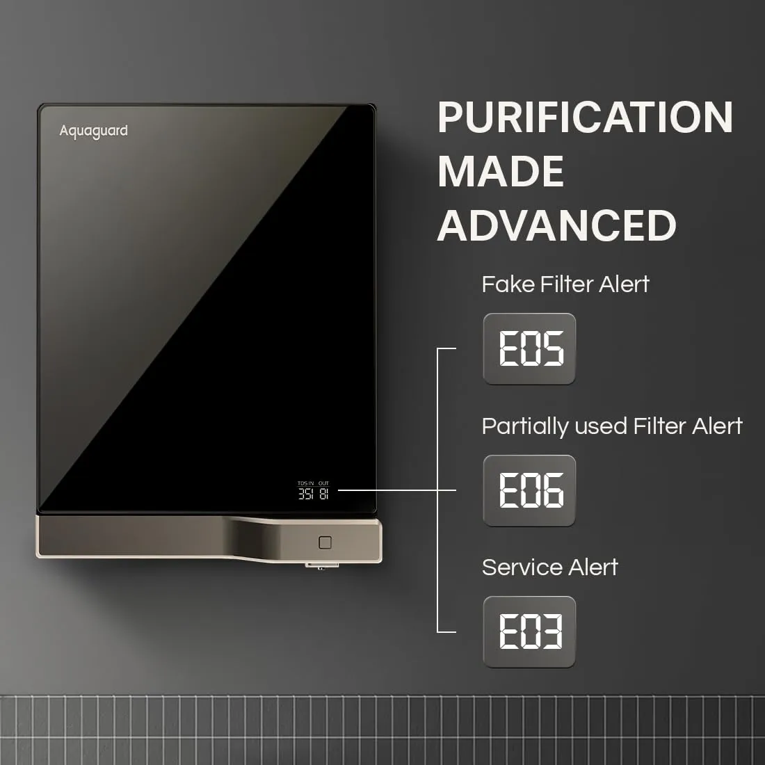 Aquaguard Slim Glass 9-Stage RO UV Water Purifier | Toughened Glass Body | Active Copper | Real-Time TDS Display | 3.6L Tank | Wall Mount