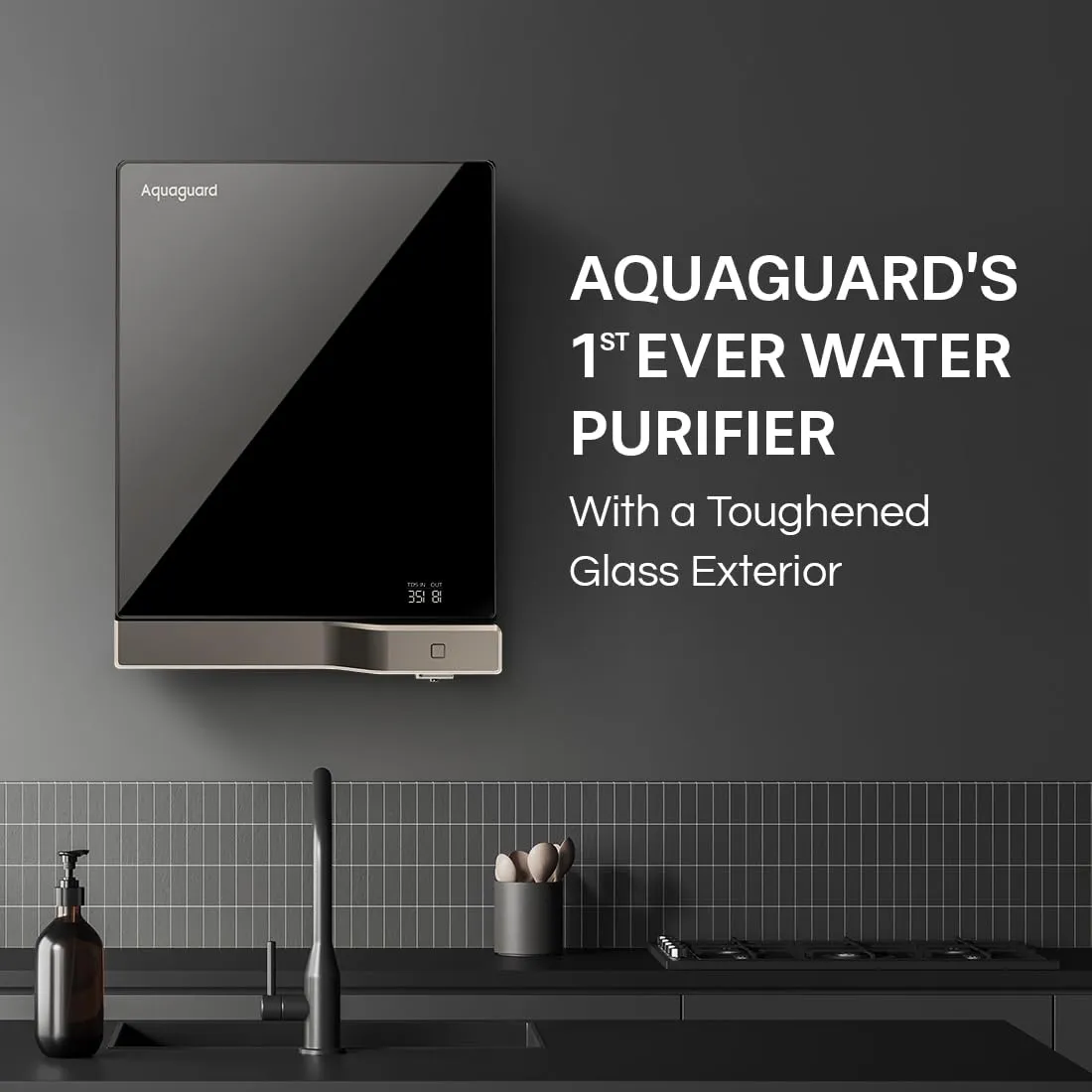 Aquaguard Slim Glass 9-Stage RO UV Water Purifier | Toughened Glass Body | Active Copper | Real-Time TDS Display | 3.6L Tank | Wall Mount