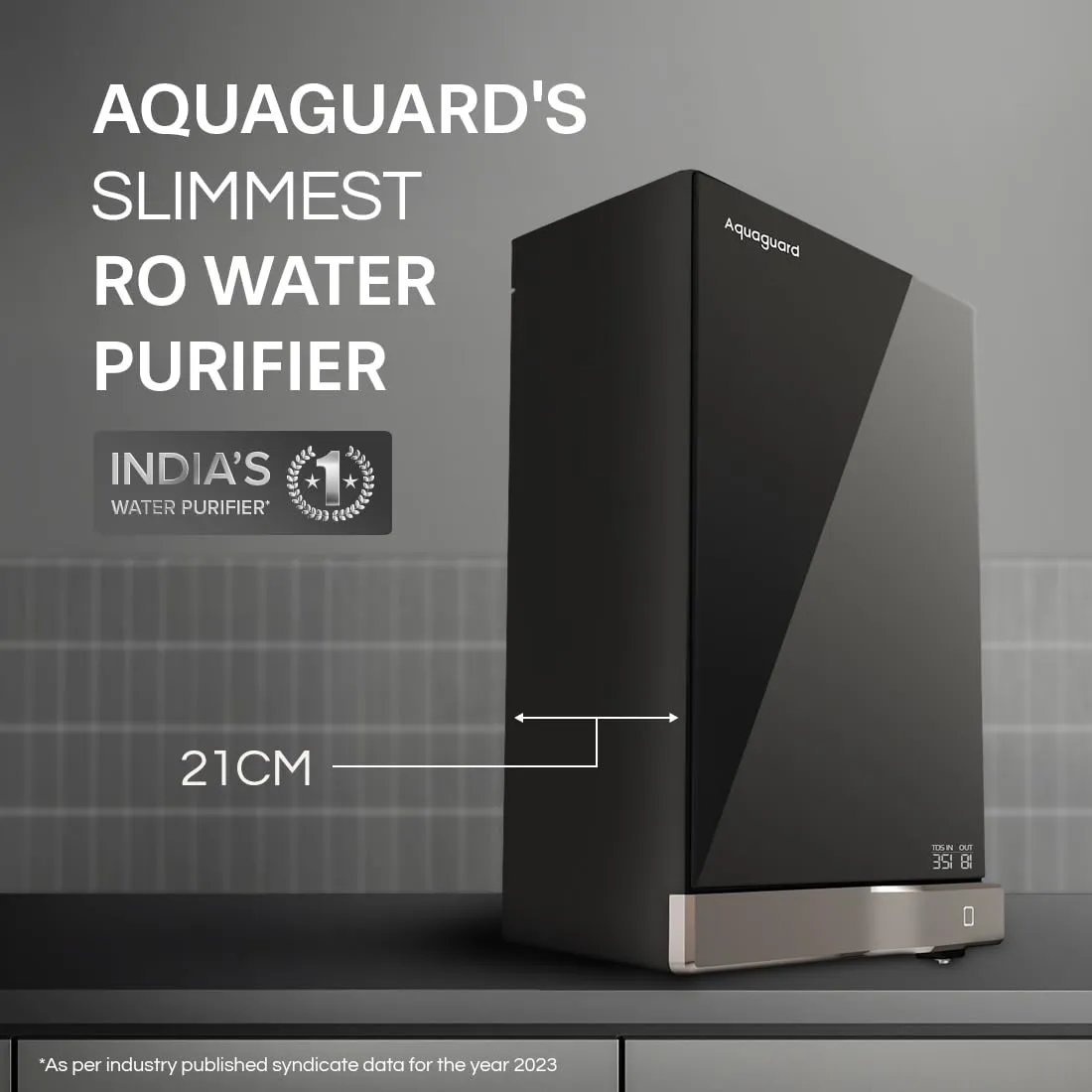 Aquaguard Slim Glass 9-Stage RO UV Water Purifier | Toughened Glass Body | Active Copper | Real-Time TDS Display | 3.6L Tank | Wall Mount