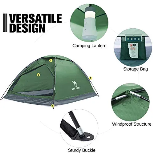 CAMEL CROWN 4/5 Person Camping Dome Tent with Removable Rain Fly Waterproof Family Tent Easy Set Up Lightweight Outdoor Tent for Camping Backpacking Hiking