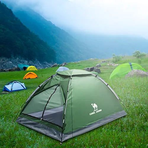 CAMEL CROWN 4/5 Person Camping Dome Tent with Removable Rain Fly Waterproof Family Tent Easy Set Up Lightweight Outdoor Tent for Camping Backpacking Hiking