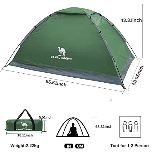 CAMEL CROWN 4/5 Person Camping Dome Tent with Removable Rain Fly Waterproof Family Tent Easy Set Up Lightweight Outdoor Tent for Camping Backpacking Hiking