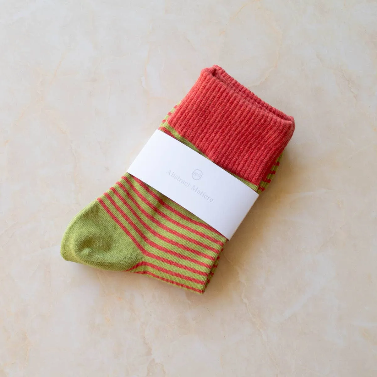 Coral & Olive Stripe Socks