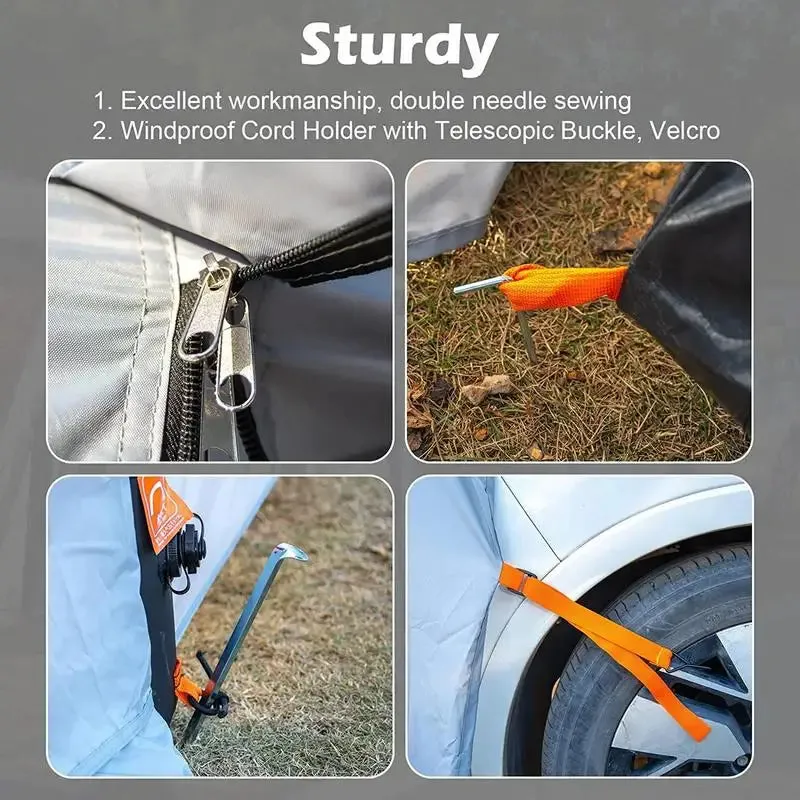 Inflatable Car Rear Tent Outdoor Camping Tunnel Yurt Family Self-driving Tourist BBQ 210D Oxford Waterproof Large Space SUV Tent