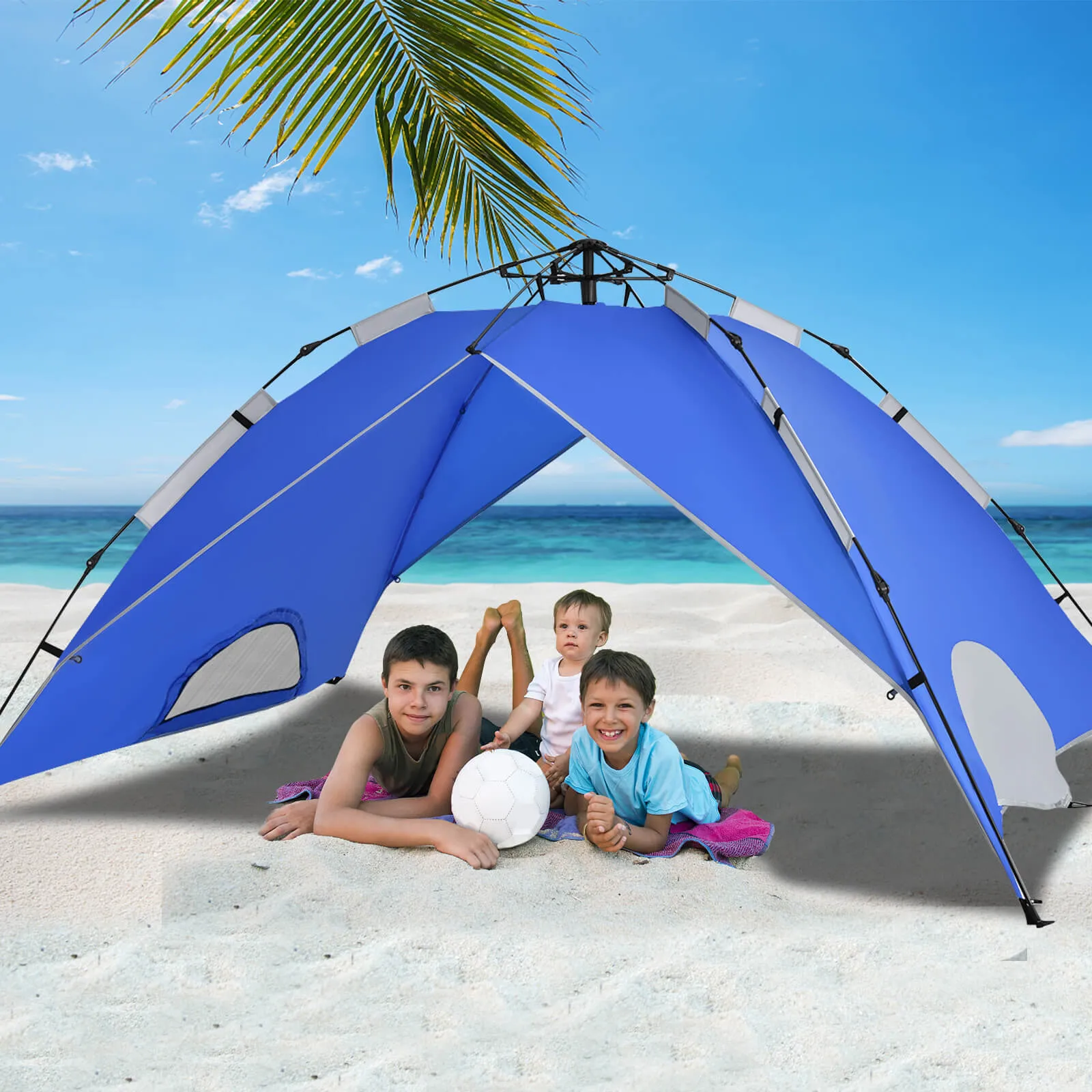 Instant Pop-Up Camping Tent for 4 Person with Carry Bag-Blue