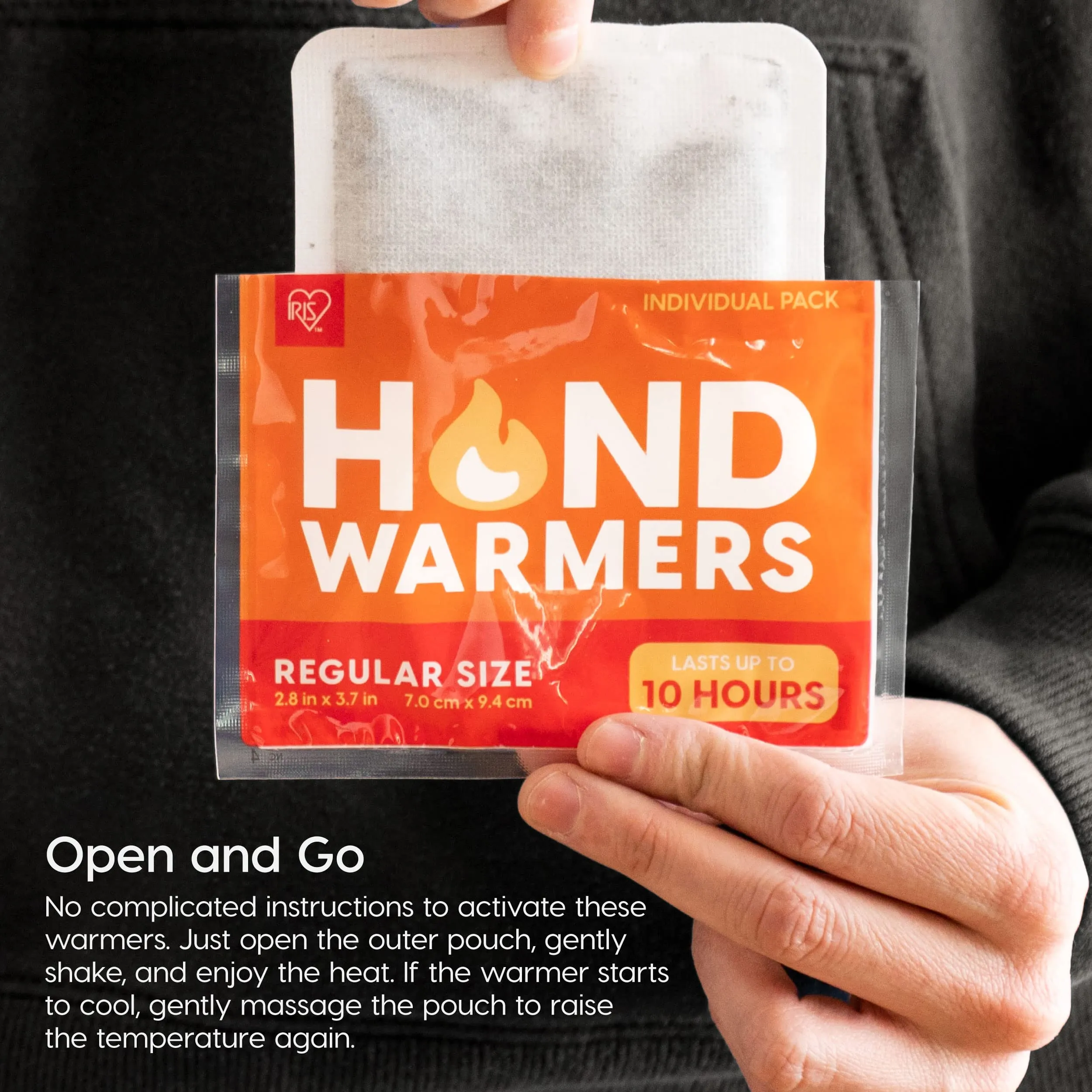 IRIS USA Hand Warmers  60 Individual Warmers, Long-Lasting Up To 10 Hours For Warm and Hot Hands, On The Go, TSA-Approved, Disposable, Bulk, Lasts 4 Years, For Hot Hands Handwarmers, Camping Skiing