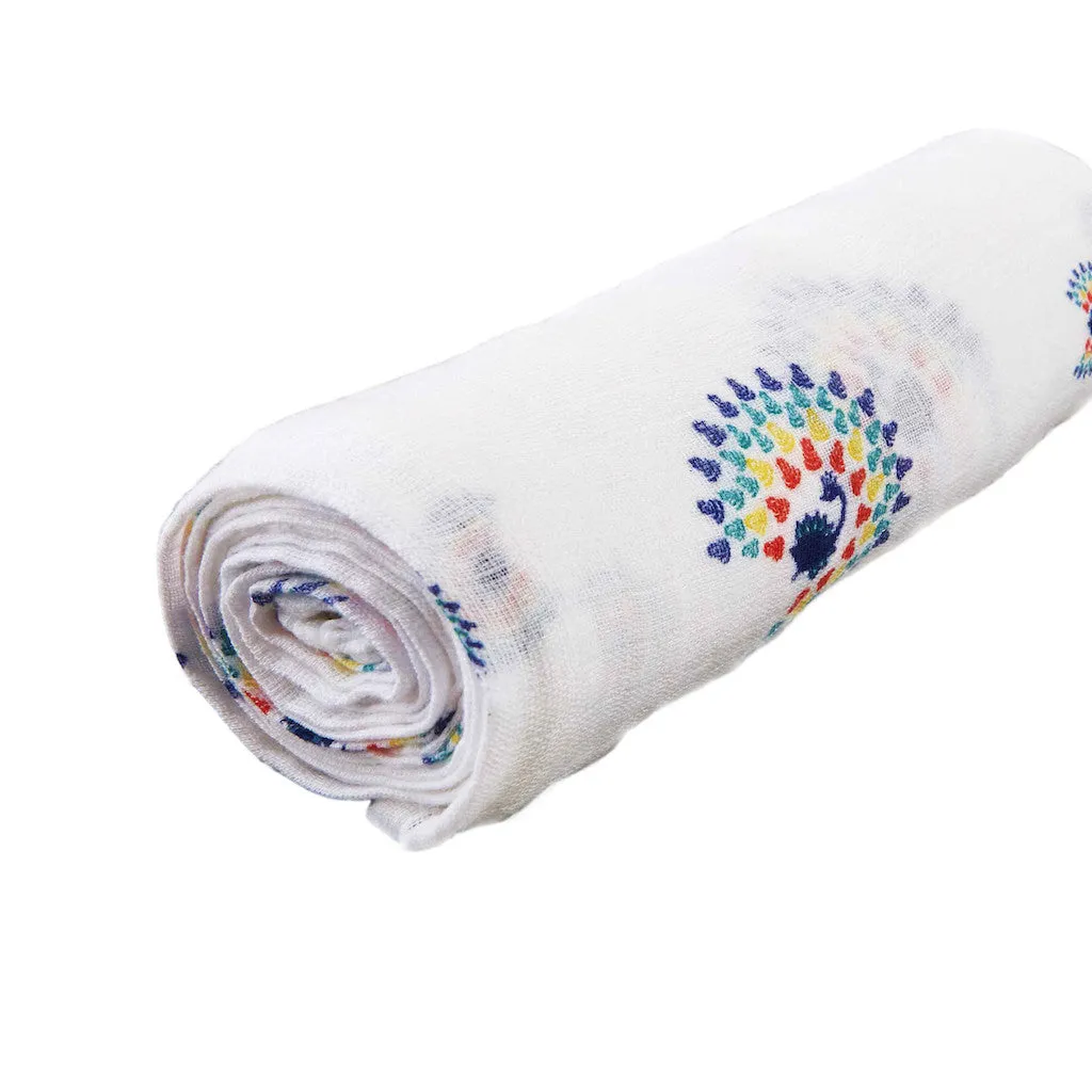 Organic Single Swaddle - Peacock