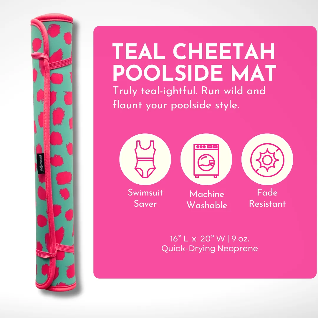 Teal Cheetah Poolside Seating Mat